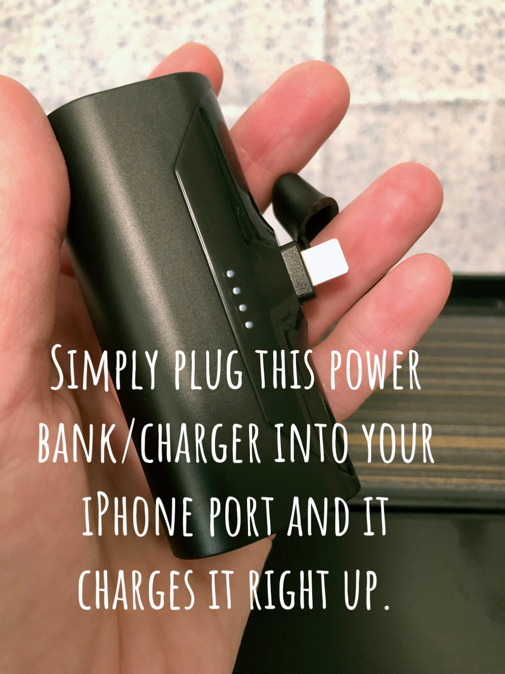 Portable power bank charger for iPhone. 